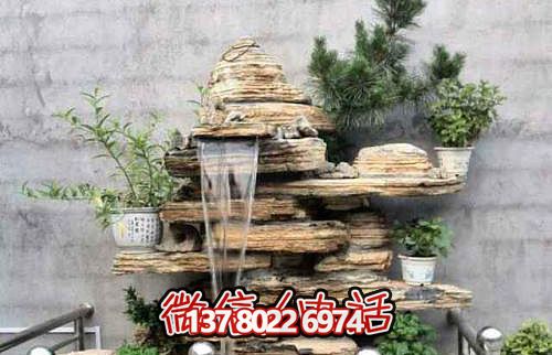 精致小型庭院，石假山流水雕塑擺放