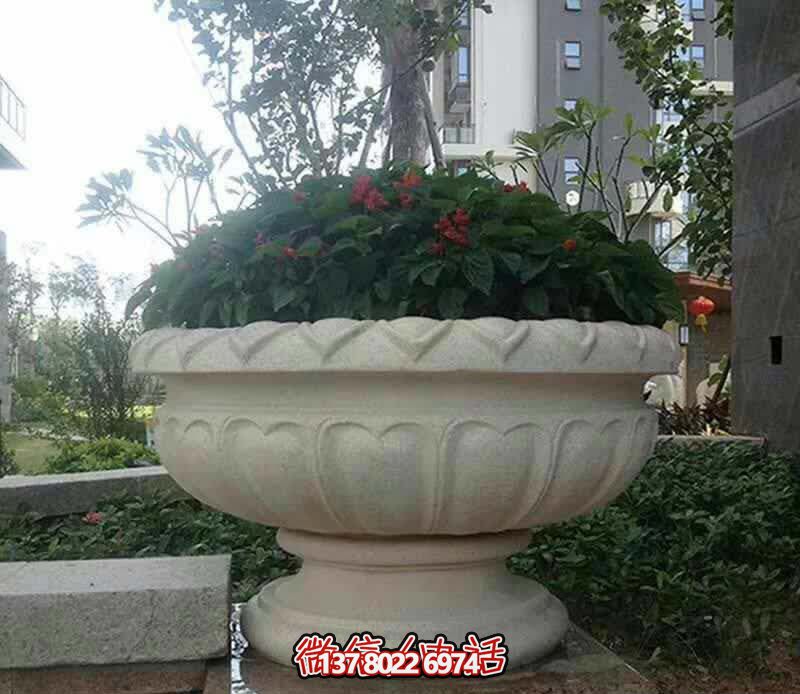 精美巨型大理石石雕花盆雕塑，讓你的別墅街道更加精彩
