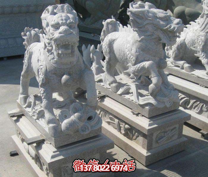 精美大理石石雕麒麟雕塑，一件精致的家居裝點品