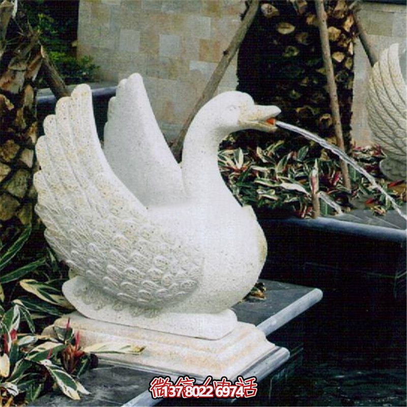 玻璃鋼雕塑噴水器，點(diǎn)亮公園白色天鵝