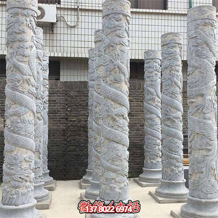 大理石石雕龍柱雕塑，美化戶(hù)外景觀(guān)