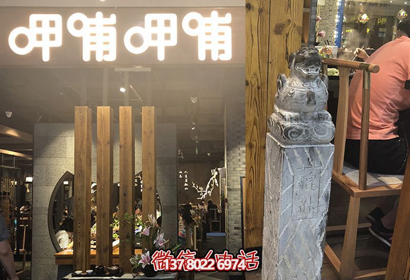 馬柱雕塑，為飯店室內(nèi)裝飾添彩