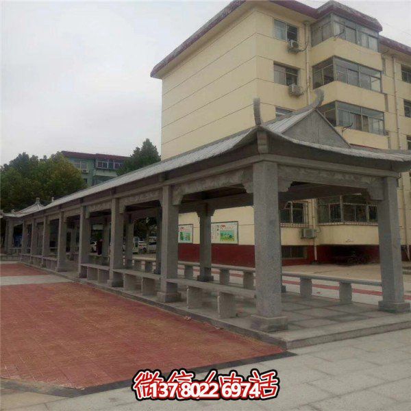 仿古建筑石雕長廊亭子，打造文化小區(qū)廣場雕塑