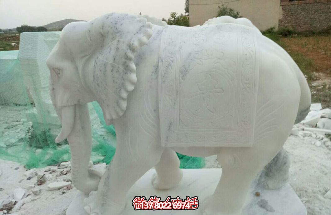 經(jīng)典漢白玉大象雕塑，戶外空間創(chuàng)意裝飾