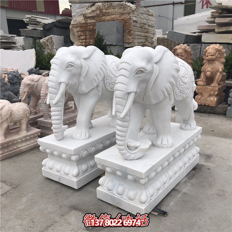 大理石石雕大型動(dòng)物雕塑，點(diǎn)綴庭院別墅門口