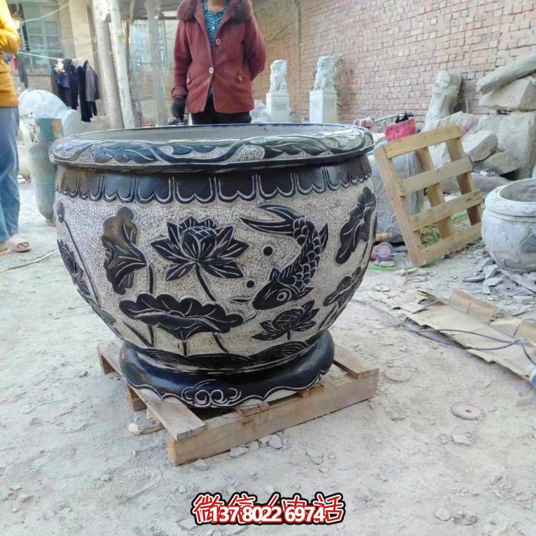 天然石頭缸，仿古雕刻，裝點家園