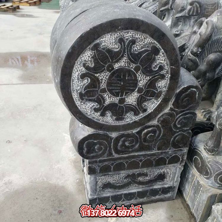 精美青石浮雕抱鼓石雕塑，點(diǎn)綴門口庭院