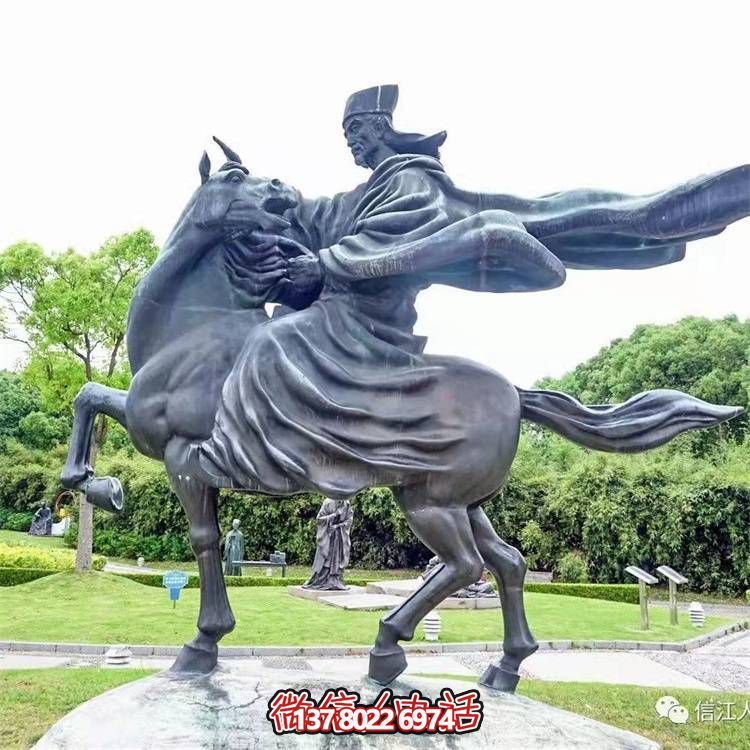古典仿銅騎馬雕塑，玻璃鋼創(chuàng)意廣場(chǎng)裝飾