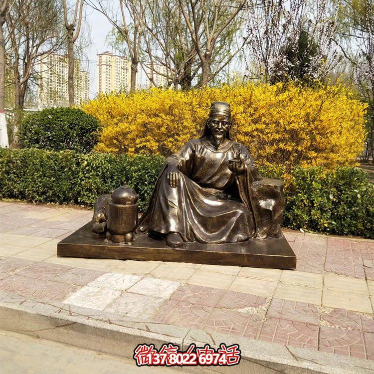 茶圣陸羽雕塑，玻璃鋼仿銅歷史名人情景雕塑