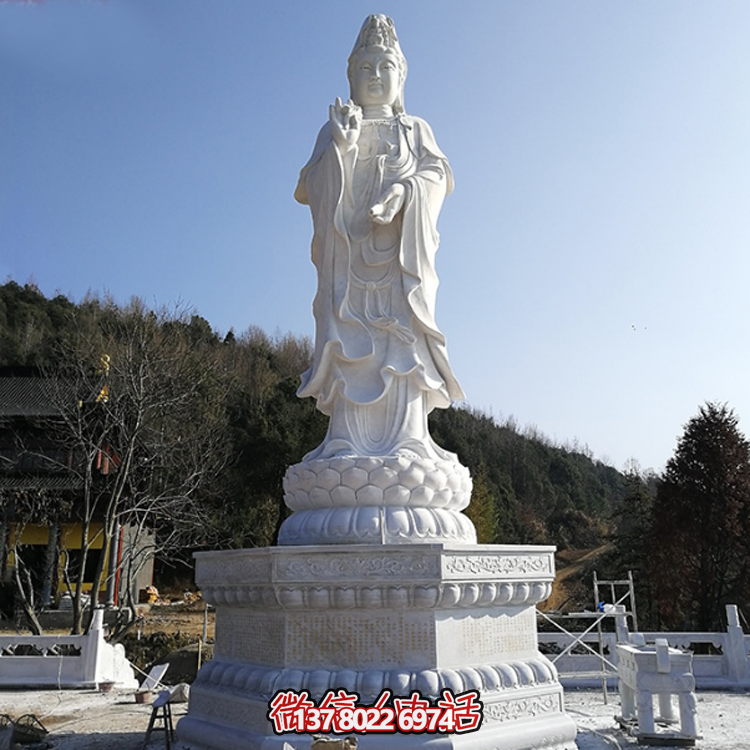 觀音佛像，漢白玉滴水觀音石雕石像