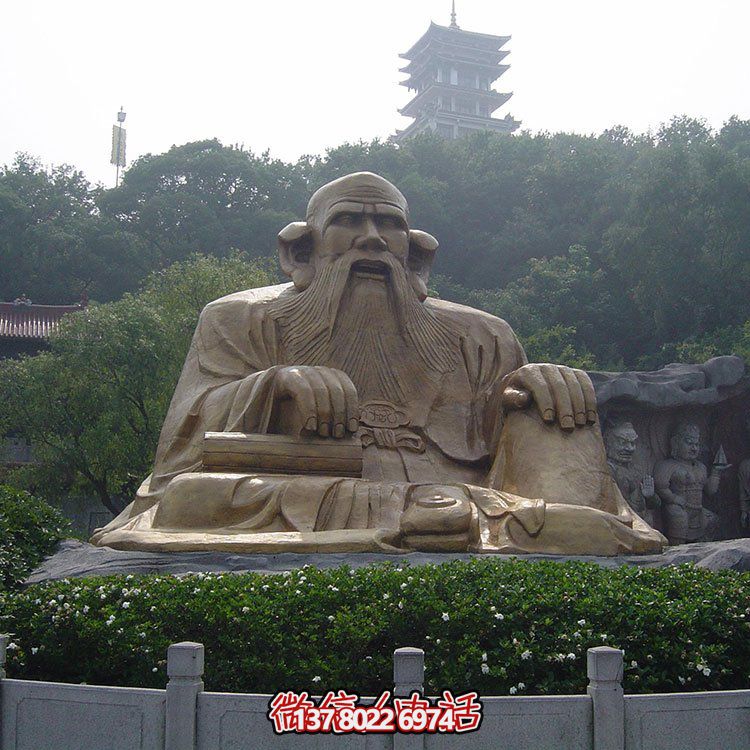 廣場景區(qū)大型銅雕老子，戶外仿銅古代人物雕塑